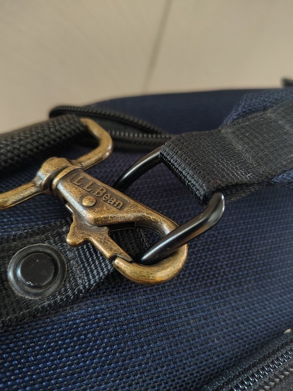 LL Bean エル・エル・ビーン. Rolling Luggage 15” Leather Navy Travel Carry On Bag Travel gallery