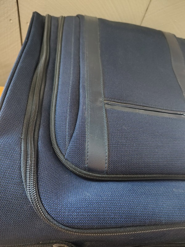 LL Bean エル・エル・ビーン. Rolling Luggage 15” Leather Navy Travel Carry On Bag Travel gallery