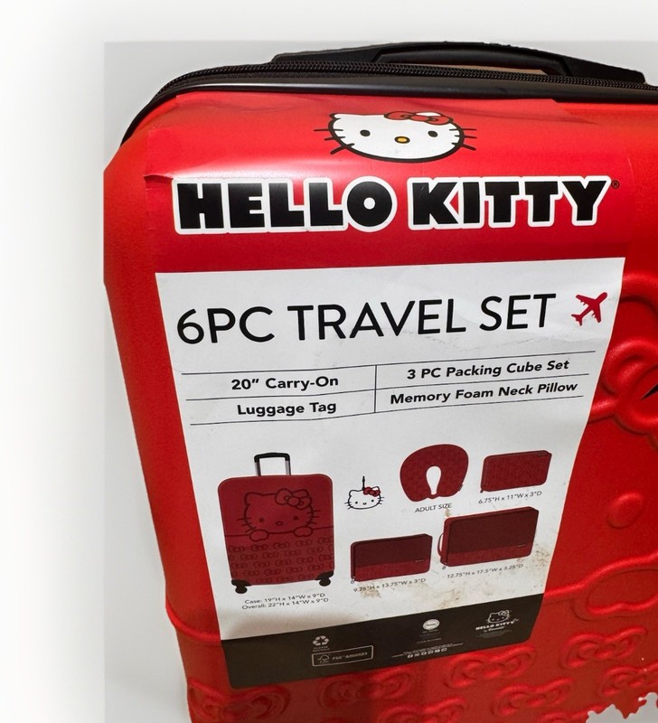 Sanrio Hello Kitty Hard Shell Rolling Carry-on Luggage Suitcase 5pc NEW gallery