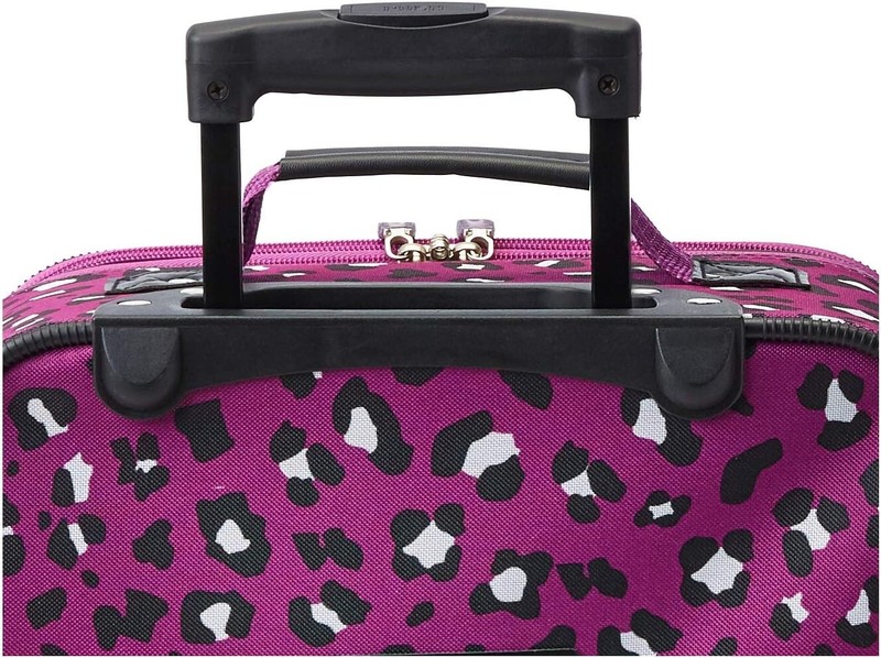 Rockland 2 Pcs Expandable Softside Luggage Set Carry On Tote Bag Purple Leopard gallery