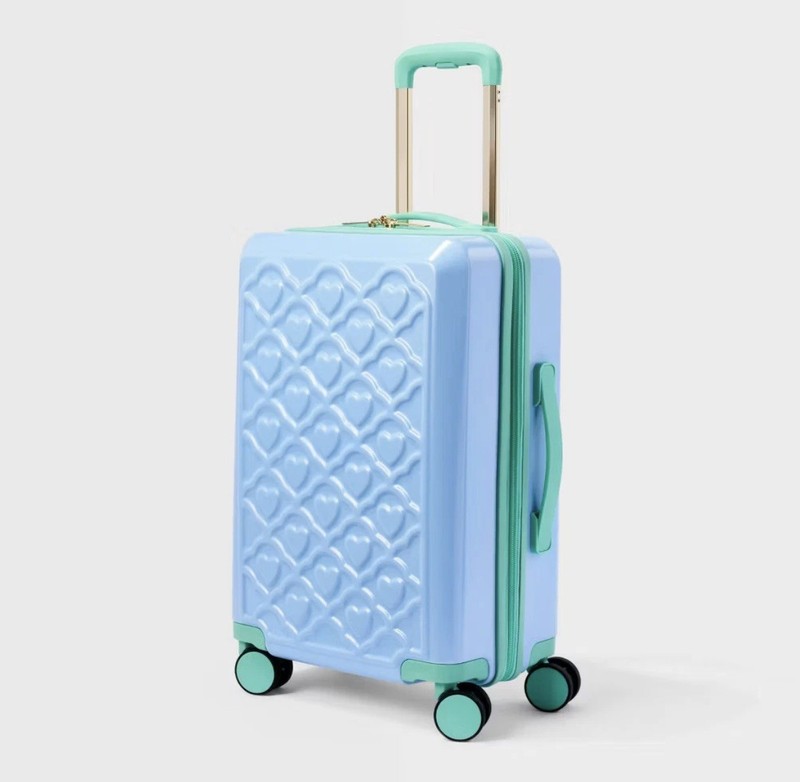 Embossed Heart Hardside Spinner Carry On Suitcase Light Blue – Roller Rabbit