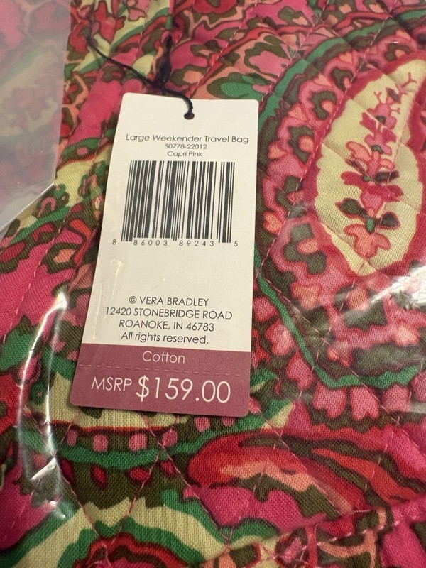 Vera Bradley Capri Pink Large Weekender Travel Bag Carry-on NWT gallery