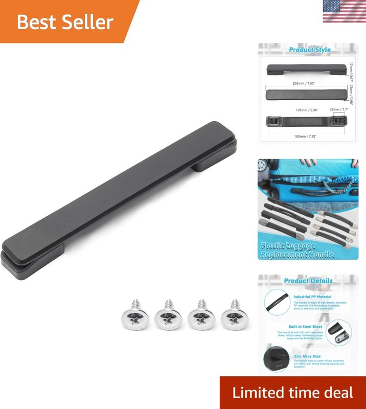 Universal Plastic Luggage Handle Replacement 201mm x 28mm in Elegant Black