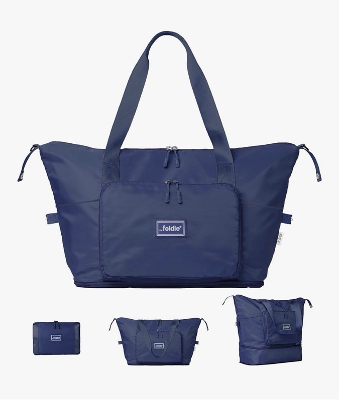 The Foldie® 4.0 Travel Duffle – Water Resistant – Expandable Bottom – Navy Blue