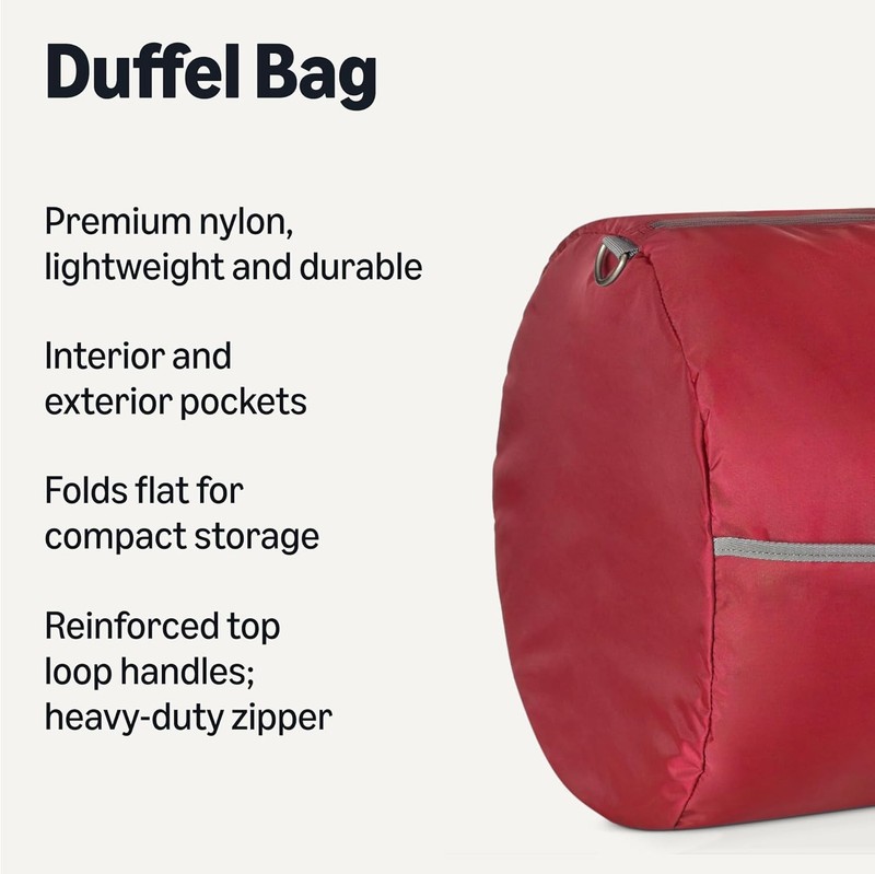 Extra Large Foldable Nylon Duffel Bag for Travel Gym Storage with Zippered gallery