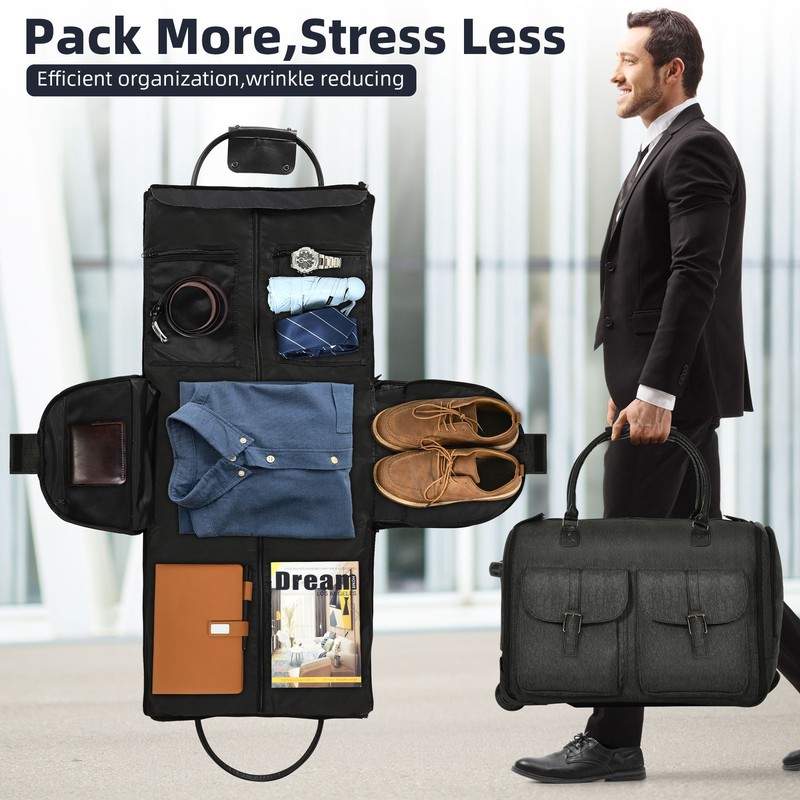 Shopsource Garment Bags for Travel with Wheels, Carry-on Duffle Bag for Suits gallery
