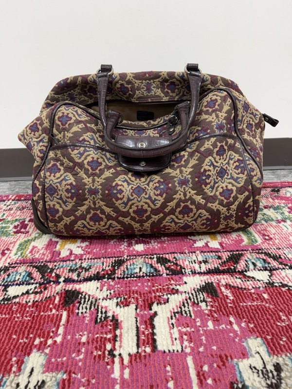Vintage Liz Claiborne Rolling Weekender Bag Tapestry Travel Carry On