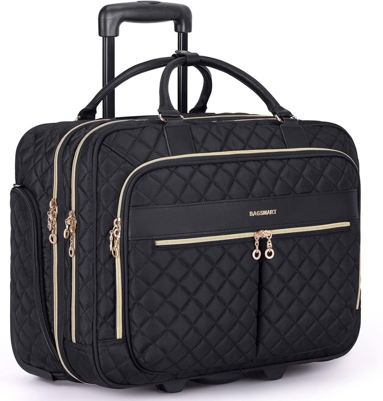 Bolso Portátil con Ruedas 17” para Mujer, Maletín Viaje Trabajo Ligero, azul ma