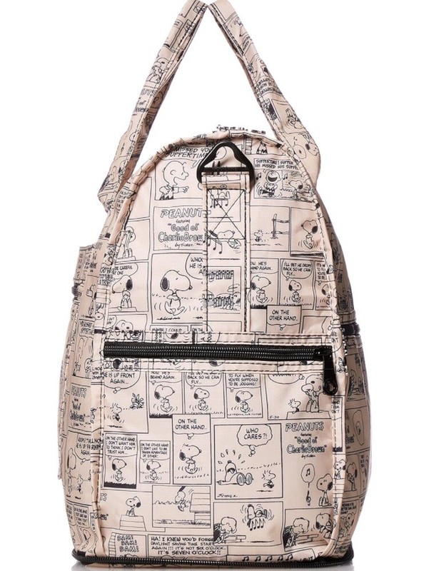 Peanuts Snoopy HAPITAS comic travel duffle carry on baggage bag beige gallery