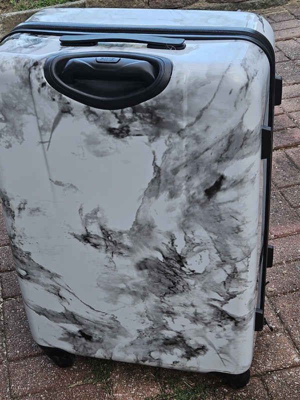 Victoria's Secret Pink Hard Case Gray Marble Spinner Luggage Suitcase gallery