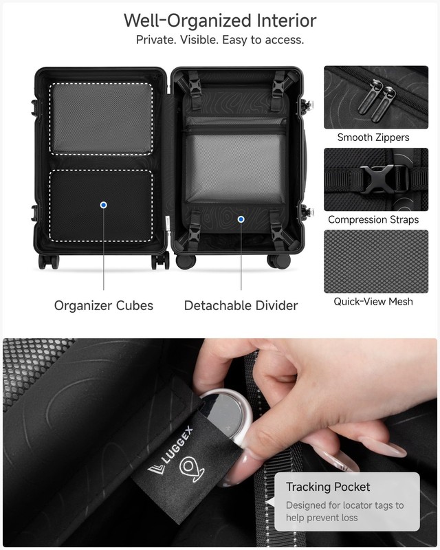 LUGGEX 21 Inch Zipperless Carry On Luggage HUP Pro Front Opening Compartment gallery