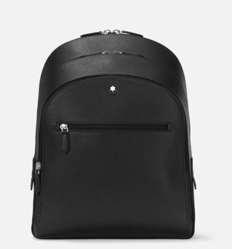 MONTBLANC MEDIUM SARTORIAL LEATHER BACKPACK 3 COMPARTMENTS - BLACK BLACK BACKPACK