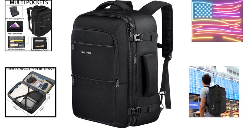 Carry On Backpack, 40L Expandable Extra Large Travel Backpack, Flight Approve... gallery