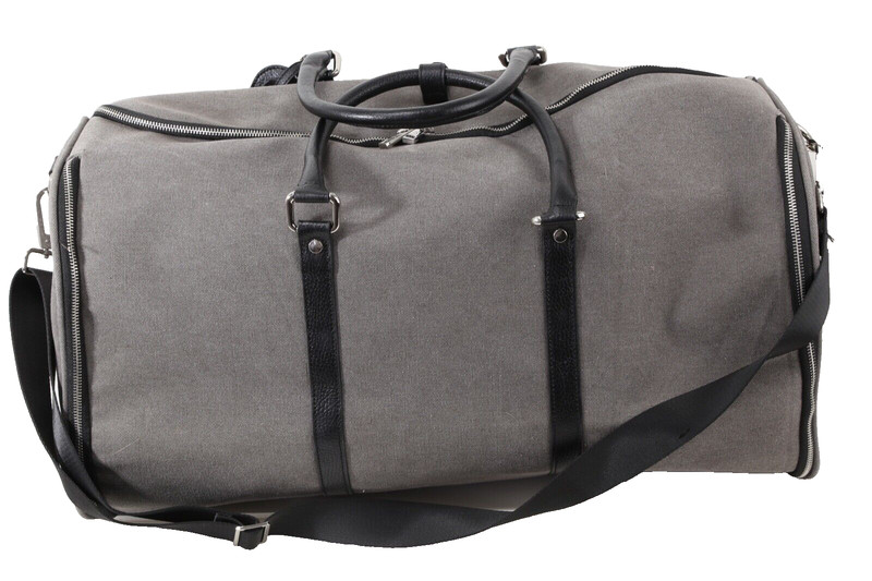 Charcoal Gray Canvas Weekender Garment Travel Bag Large Mens Duffel Luggage gallery