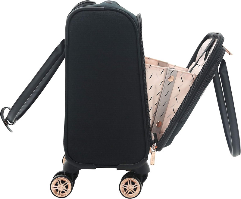 Chic Hudson 3-Piece Softside Spinner Luggage Set - Black & Rose Gold gallery