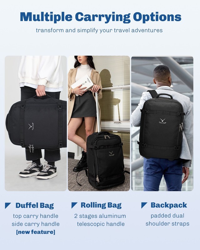 Hynes Eagle 42L Rolling Backpack Flight Approved Convertible Carry on Luggage gallery
