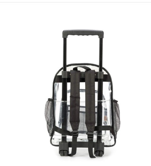 K-Cliffs Clear Rolling Backpack 17" Heavy Duty Wheeled PVC School Travel Bag NEW gallery