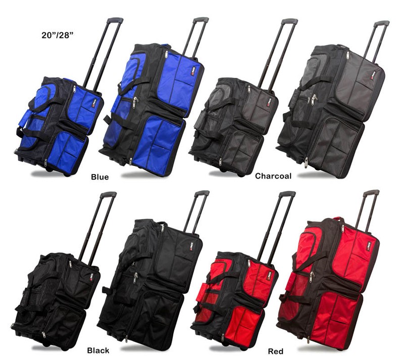 20″/28″ Polyester Rolling Duffel Bag Wheeled Travel Suitcase Carry-on Duffle Bag