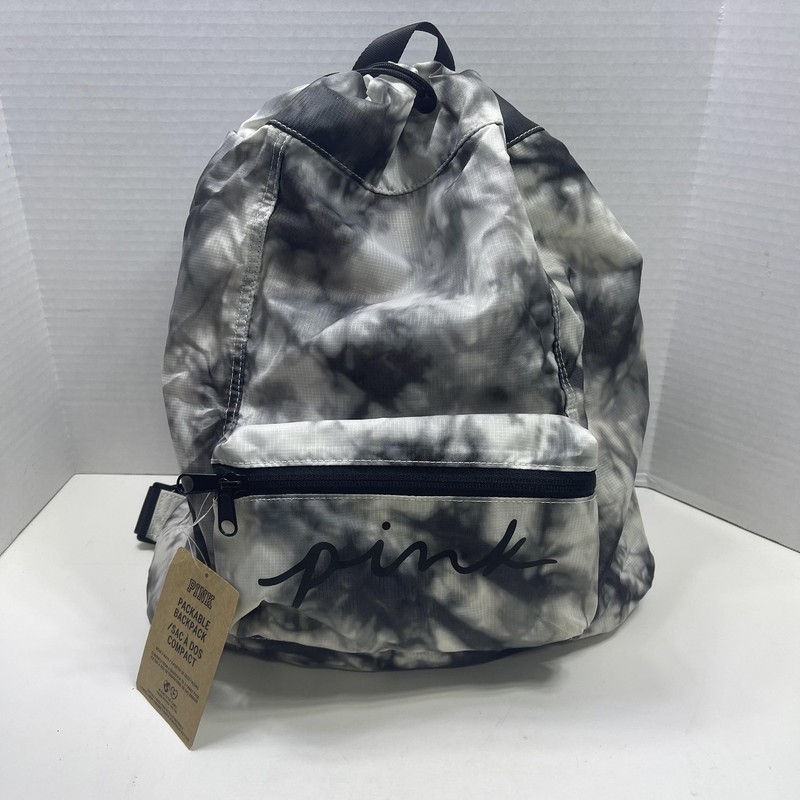 PINK Victoria’s Secret Packable Backpack Fanny Pack Gray Tie Dye Travel Bag NWT