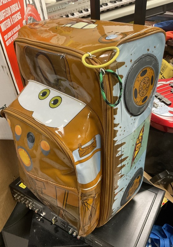 Disney Pixar Cars RARE Mater Rolling Luggage Kids Vacation Bag Suitcase Wheels