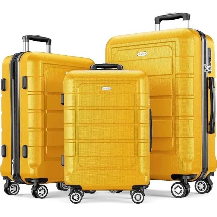 3 Showkoo Luggage Set Expandable TSA Lock Durable Suitcase Double, Yellow