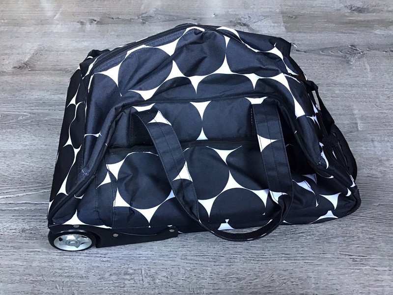 Thirty One 31 Rolling Duffle Bag Large Black Dots Weekender Luggage Suitcase VG