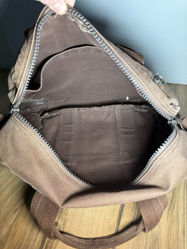 Vintage Bag Case Tote LANDS END SQUARE RIGGER CANVAS Duck Heavy Brown Carry gallery