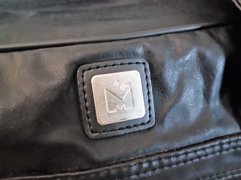 Black Synthetic Leather Overnight Carry On Gym Tote Bag EUC gallery