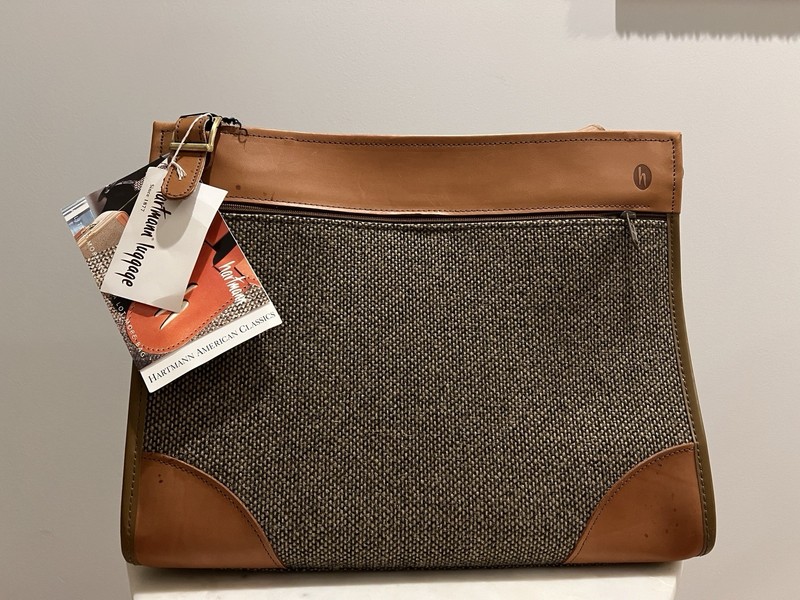 NWT! Vintage Hartmann Luggage Tweed Leather Trim Weekender Classic Carry-On Bag