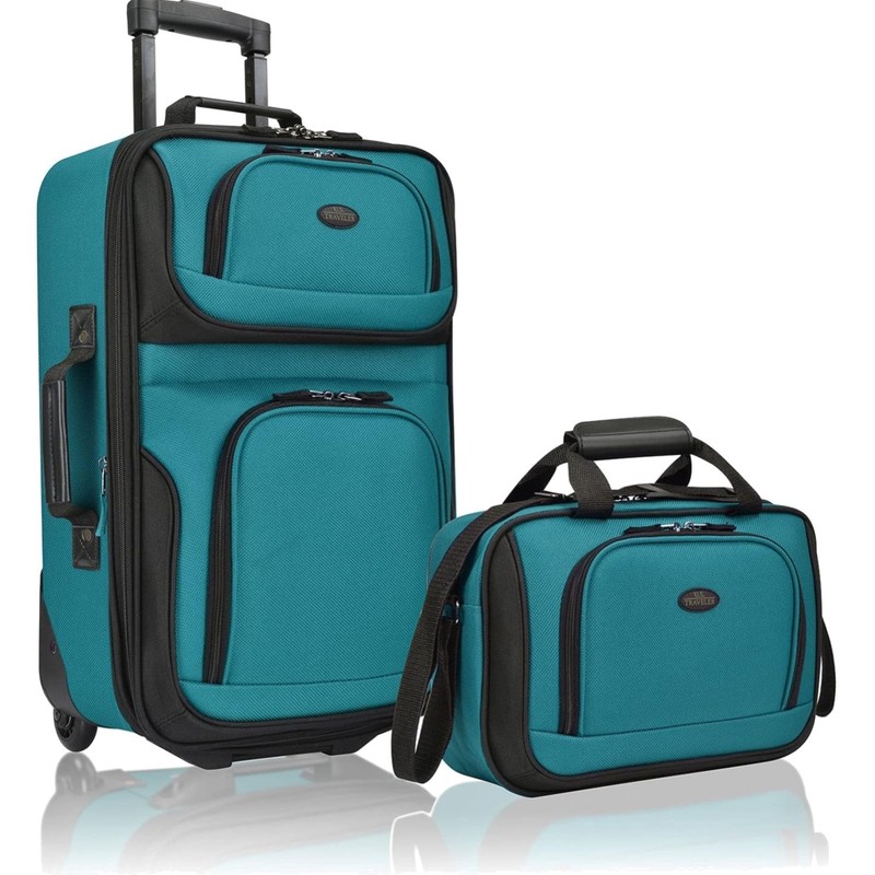 Lightweight Softside Rolling Suitcase Set 2-Wheel Polyester Travel Carry-On
