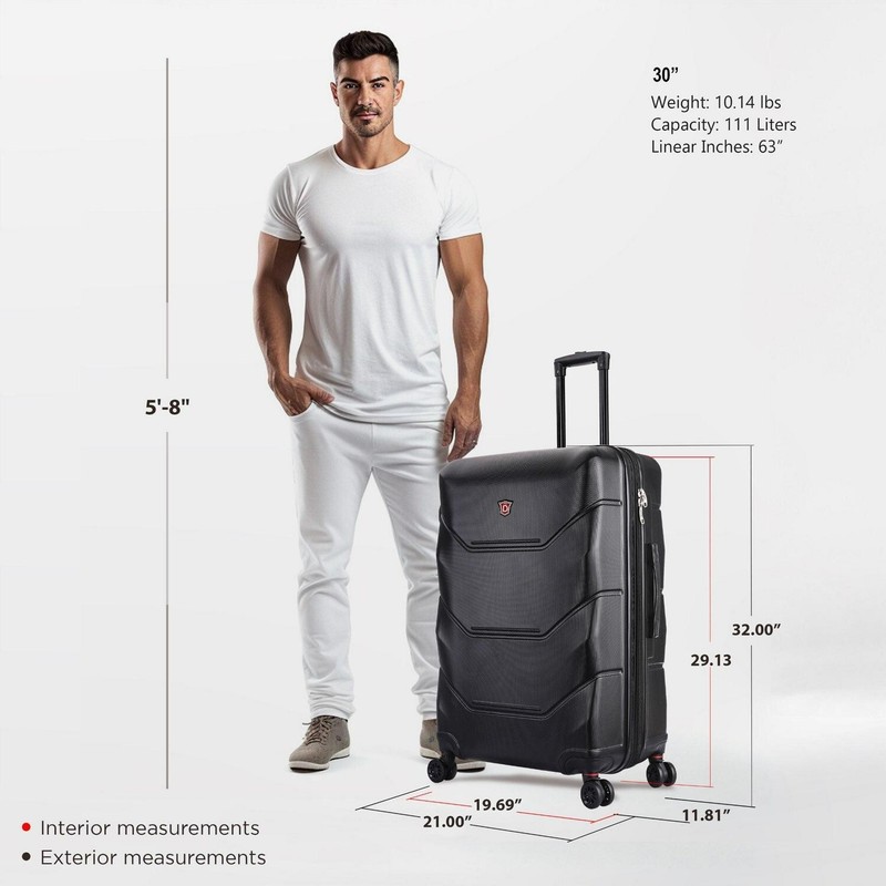 Lightweight 30 Inch Suitcase Hardside Luggage Spinner Wheels PC/ABS Travel Black gallery