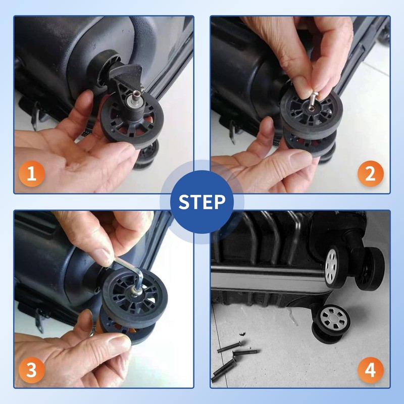 Luggage Wheels Replacement Set 4PCS Dia 2.2in Thick 12mm TPU Rubber Spinner W... gallery