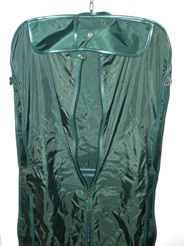 Vintage 44"x24" Green Samsonite Canvas & Leather Bifold Hanging Garment Bag gallery
