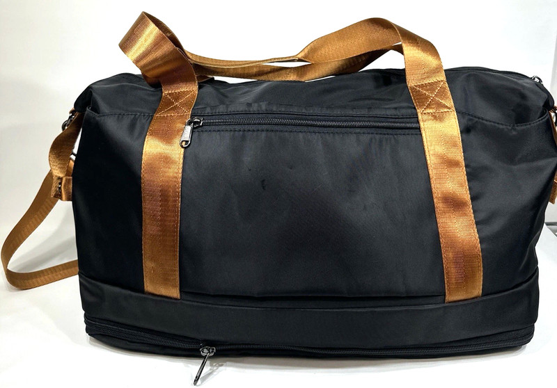 SHOWKOO Large Capacity Expandable Bottom Duffle Travel Bag Black Canvas Durable gallery
