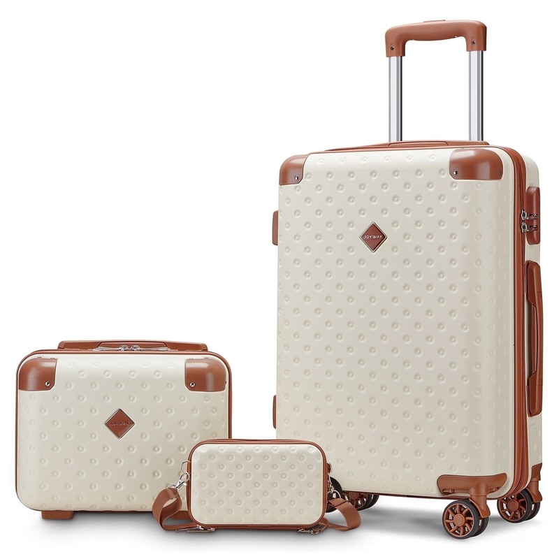 3-Piece Carry-on Luggage Set with Swivel Wheel Combination Lock Lightweight Hard