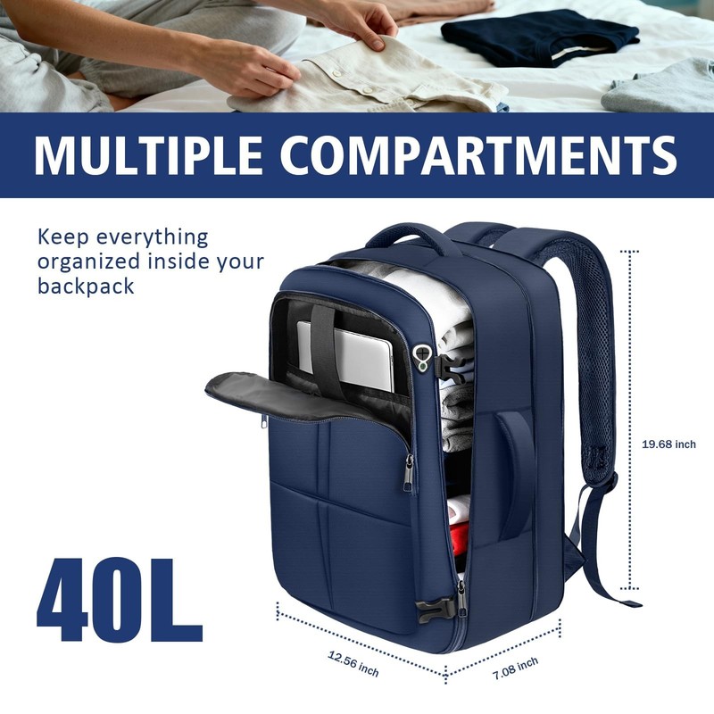 Travel Backpack, Extra Large 50L Flight Approved Carry on Backpack, Expandabl... gallery
