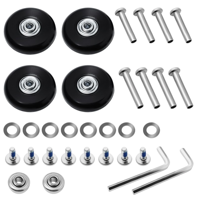 4 Pcs Luggage Replacement Wheels, Double Suitcase Medium, Black