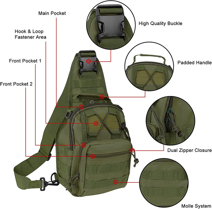 Mens Backpack Tactical Sling Shoulder Bag Molle Travel Chest Pack Outdoor Hiking gallery
