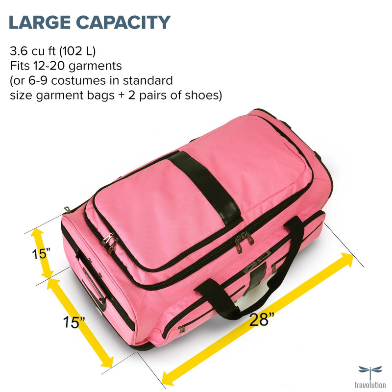 Travolution Dance Bag with Garment Rack, 28 Inch Rolling Duffel With Wheels gallery
