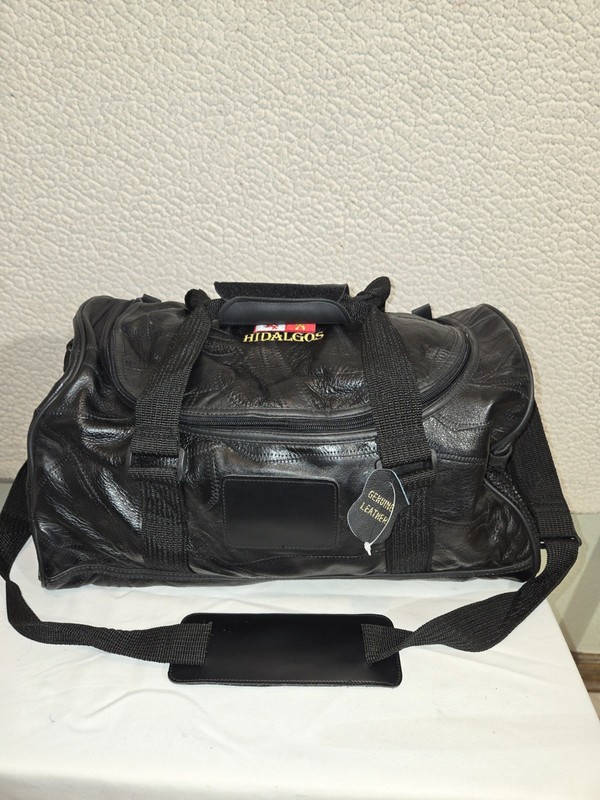 Duffel Bag All Leather Branded As Hidalgos Black With Canvas Carry Straps And…