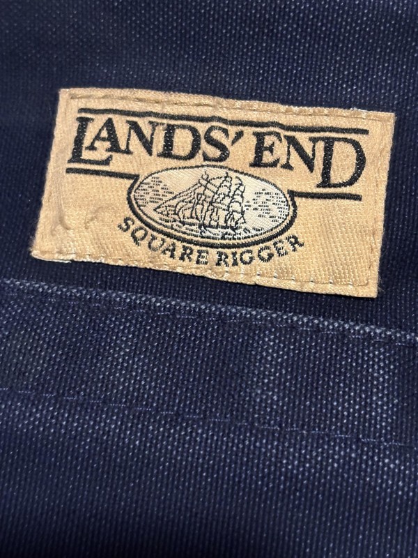Vintage Lands’ End Square Rigger Navy Canvas Briefcase Tote Bag Made In USA