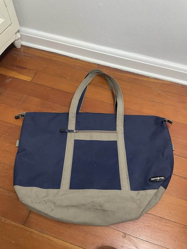 Samsonite Blue & Grey Large Foldable Tote With Handles.