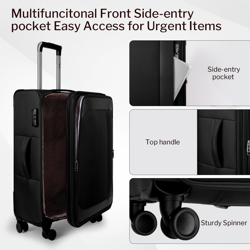 Expandable Soft Shell Luggage 3 PCS Set Softside Luggage with Spinner&TSA Lock gallery