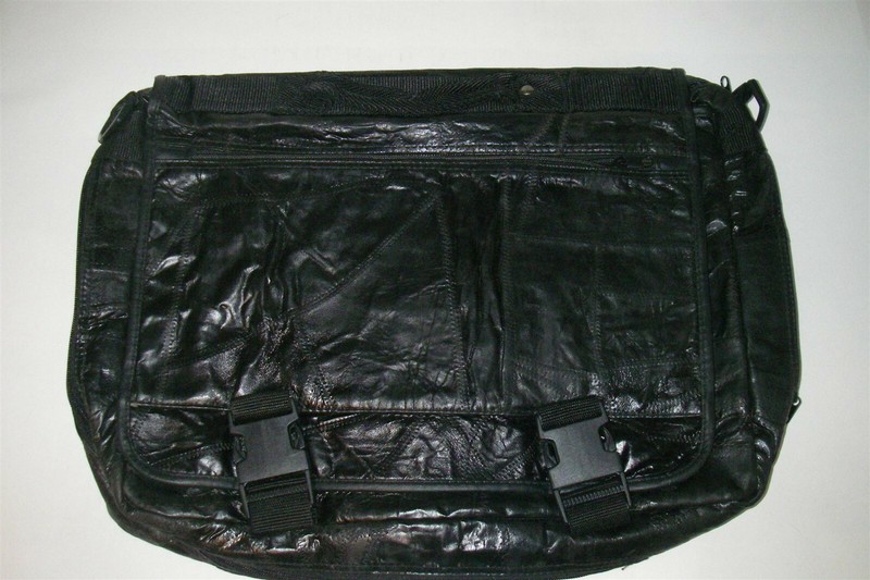 UNBRANDED LEATHER PATCHWORK MESSENGER LAPTOP BAG BRIEFCASE 12 IN X 2 IN X 16 IN