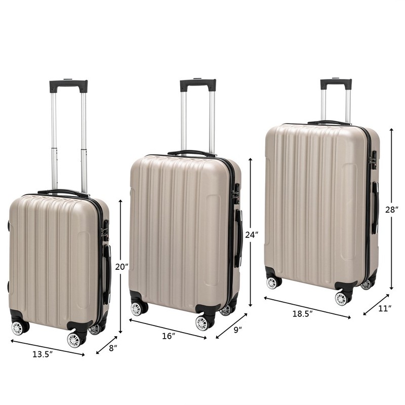 Suitcase Set with TSA Lock Hard Shell Luggage Suitable 20 24 28 inch Champagne gallery