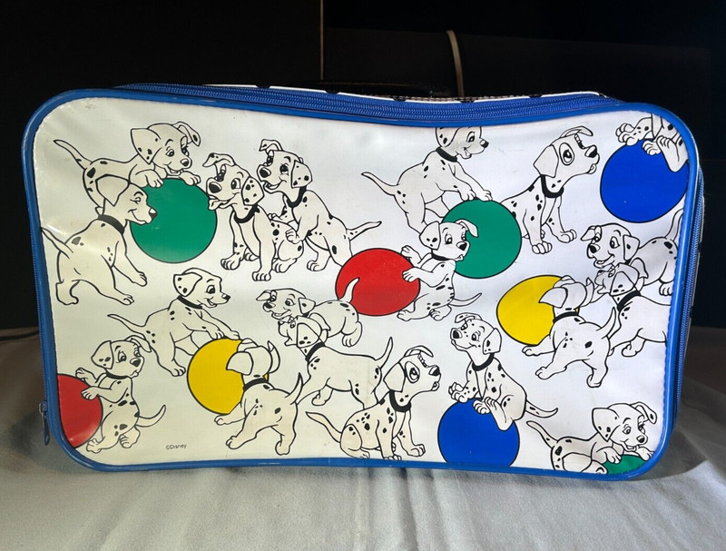 101 DALMATIANS WALT DISNEY 10×18 PUPPY GRAPHIC BLUE VINYL / CANVAS KIDS SUITCASE