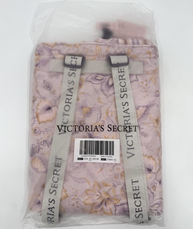 Victoria’s Secret Packable Floral Backpack Drawstring Straps Lilac Beach Straps