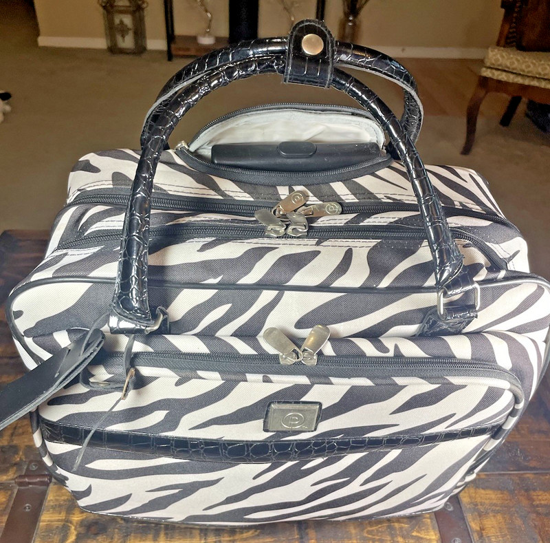 Protege Collection Rolling Computer Bag Carry On Expandable Zebra Print Travel gallery