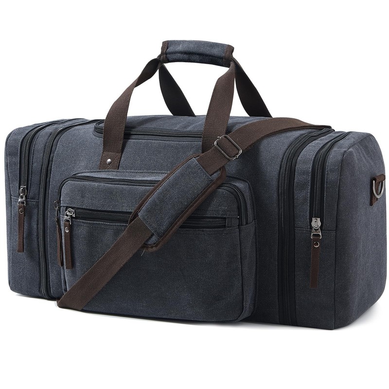 Large Expandable Canvas Travel Duffle Bag 70L for Gym, Business, Air Travel