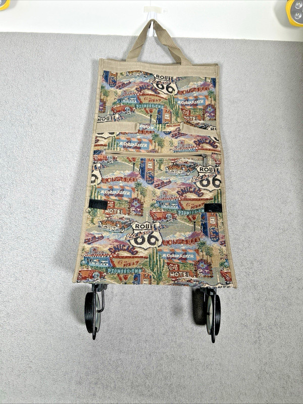 Route 66 Carpet Tapestry Embroidered Rolling Luggage Collapsible Bag on Wheels
